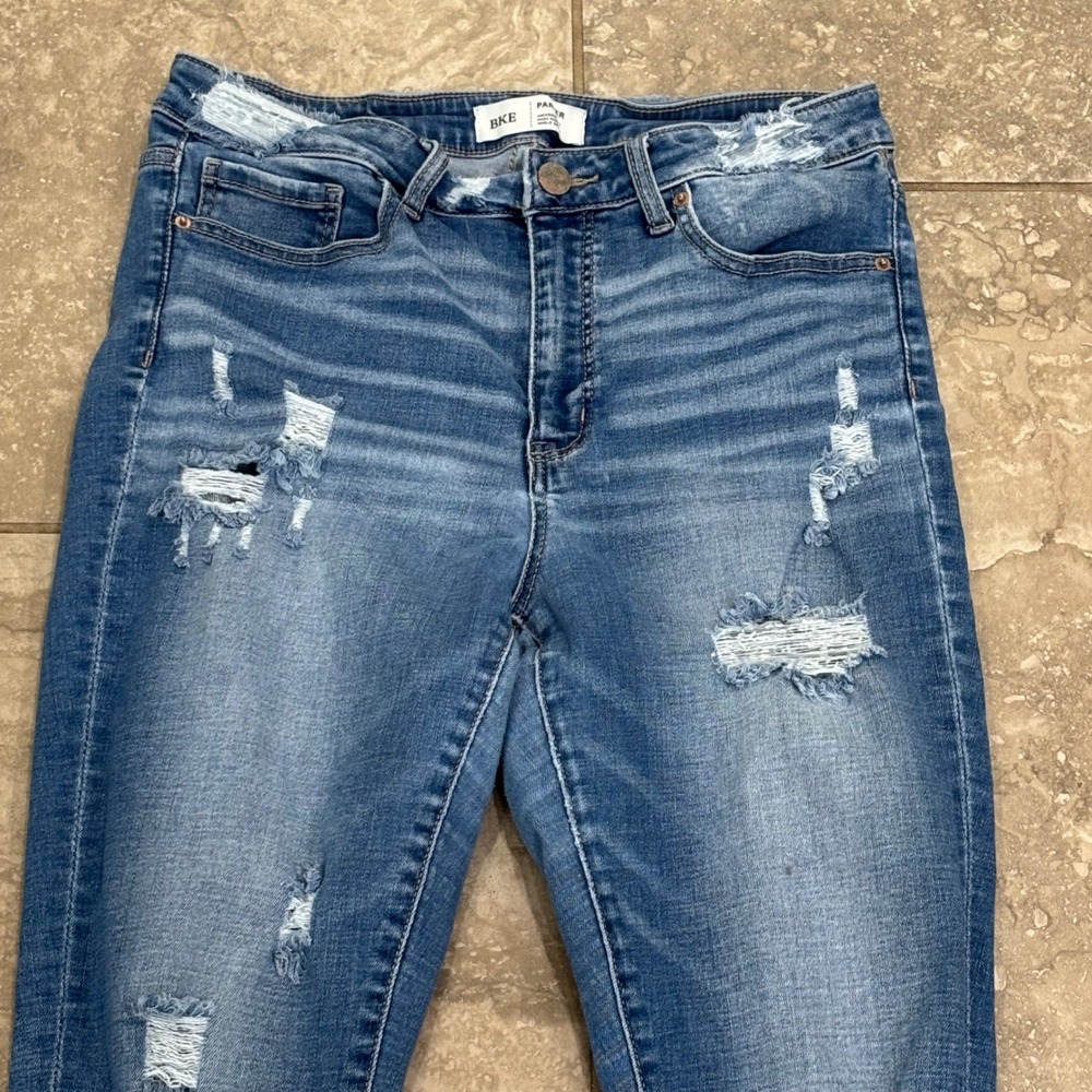BKE Parker Womens High Rise Ankle Skinny Distressed Jeans Medium Wash Size 28 - Picture 2 of 15